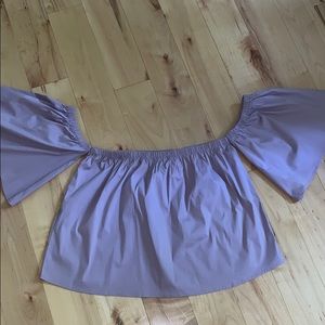 Light purple strapless short sleeve dressy top